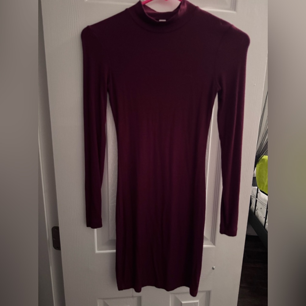 American Apparel Burgundy Long Sleeve Dress